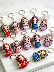 10pcs 2D Acrylic Virgin Mary Keychain Set, Unisex Backpack Pendant & Car Keychain, Couple Commemorative Charm, Blessing & Grace Believer Gift, Suitable For Daily Use, Holidays, Religious Commemoration, Ramadan, Party, Baptism, Wedding And Church Events - Multicolor - View 6