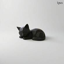 New 3D Printed Sleeping Cat Figurine Cute Statue Modern Design Bookshelf Desktop Geometric Cat Decor - Multicolor - View 8