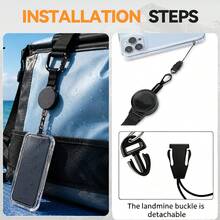 1pc Anti-Theft Retractable Phone Lanyard Black Polygon Carabiner Steel Wire Rope Outdoor Backpack Pendant Key Ring Anti-Loss Phone Tether With Belt Clip And Sliding Lock Suitable For Daily Office, Hiking, Travel, Skiing, Fishing - Casual Style - View 6