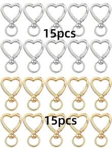 10/30/60/100pcs Heart-Shaped Keychain Swivel Hooks, Key Ring Making Accessories Pendant Carabiner Clips DIY Handmade Cute Spring Buckle Key Rings, Handbags - Color Mixing - View 30