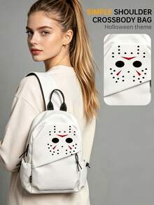 Myco Ghost Pattern Lightweight Business Casual Small Crossbody Bag, Casual Letter Pattern, Suitable For Teen Girls, Women, College Students, - Multicolor - View 1