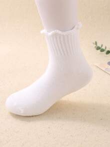 5/10/20 Pairs Random Solid Color Mid-Calf Socks, Girls Ruffle Socks, Soft Casual Multi-Color Socks, Autumn Socks, Halloween Socks, Teen Girls Back To School - Multicolor - View 10