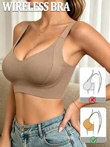 2pcs/Set Women's Seamless Non-Wired Push-Up Bra With Removable Padding, Seamless Lingerie, Seamless Bra Top, Body-Hugging Invisible Underwear - Multicolor - View 4