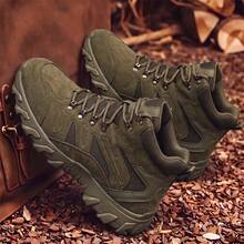 Sepatu Boots Kasual Pria Gaya Vintage Model Tinggi dengan Tali dan Sol Tebal, Tersedia Berbagai Pilihan Warna, Cocok untuk Perjalanan Sehari-hari - Hijau - View 4