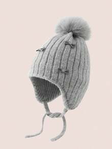 1pc Girls' Autumn/Winter Earflap Hat With Decorative Butterfly - Bow - View 5