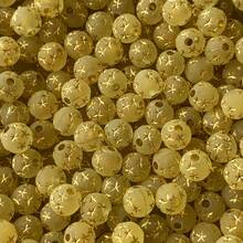 120pcs Multicolor Matte Gold‑Print Star Pattern Round Acrylic Through‑Hole Loose Beads For DIY Bracelets, Phone Charms, Keychains Handmade Craft Supplies - Multicolor - View 2