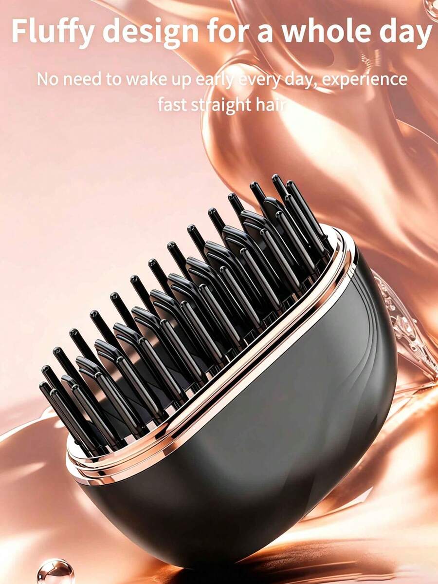 Multifunctional Mini Wireless Electric Hair Straightener Brush, Anti-Scald Styling Tool, Portable And Compact, 3 Adjustable Temperature Settings, USB Rechargeable, Wireless Design, Perfect Gift For Women