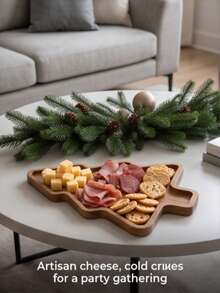 1pc Acacia Wood Tray, Multi-Functional Rustic Style Snack Plate, Appetizer Platter, Meat Board, Serving Bowl, Suitable For Kitchen Countertop, Coffee Table And Home Decor. Perfect For Serving Snacks, Desserts And Fruits - Suitable For Christmas, Easter, Halloween, Back To School, Great Choice For Home Decor And Gift Giving - View 6