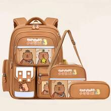 1 Set Fashion Capybara Large Capacity Backpack 3-Piece Set, Printed Design, Backpack + Crossbody Bag + Pencil Case, Back To School Essential, Multiple Colors Available, Perfect Gift For Capybara Lovers - Sets - View 13