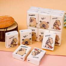 1/2/4/6/9/18/36packs Capybara Cartoon Pattern Tissues, Portable Small Packs Of Tissues, Student Special Handkerchief Tissues, Suitable For Work, Business Trips, Travel, And Outdoor[Random Styles] - Multi-color - View 6