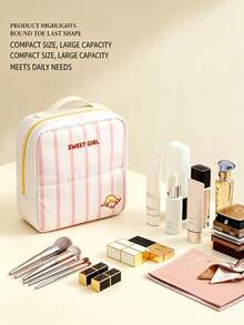 New Vertical Makeup Bag, Toiletry Storage Organizer, Large-Capacity Multi-Functional Cosmetic Storage Case Portable With Partitioned Sections LAZY TRAVELUPRIGHT COSMETIC BAG COMPACT SIZE LARGE CAPACITYMEETS DAILY NEEDS - View 6