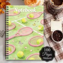 1pc Aesthetic Ball For Sports Spiral Notebook Journal, 1pc Gift For Sports Enthusiasts Writing Notebook Office Supplies Office Planner Tennis Table Tennis Themed For Sports Notebook - 1 Pack (50 Sheets/100 Pages) - View 12