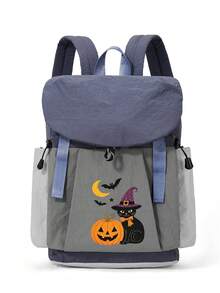 myco bags Unisex Portable Backpack, Halloween Pattern, Durable Polyester, Sturdy Zipper, Adjustable Shoulder Straps, 2D Print, Essential For Outings, Fashionable Student School Bag | Spacious And Convenient, New Back-To-School Bag, Suitable For Commuting, Travel, Casual, College Daily Wear - Multicolor - View 11