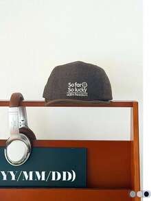 1pc Letter Embroidered Soft-Brim Baseball Cap Unisex Fall Winter Wool-Blend Spliced Peaked Hat Casual Street Baseball Cap - Wool Plaid Short Flat Brim - View 18