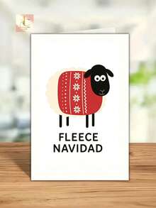 1pc Humorous Fleece Sheep Christmas Card, Ideal For Holiday Greetings To Friends, Family, And Colleagues. Perfect For Secret Santa Gift Exchanges And Cheerful Office Celebrations - One Size Fits All - View 6