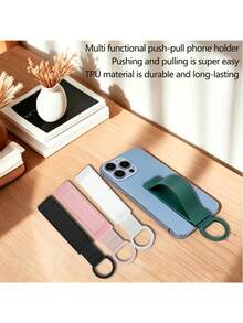 Push‑Pull Phone Wrist Strap Holder, Universal Adhesive Back‑Clip Phone Grip Stand, Retractable Lazy Phone Support Buckle, Portable Anti‑Drop Anti‑Slip Phone Ring Bracket For All Smartphones - One Size Fits All - View 5