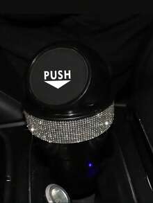 1pc Rhinestone Decorated Leak-Proof Multi-Function Cup-Shaped Car Trash Can - Rhinestones - View 4