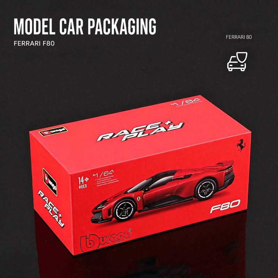 Burago Ferrari Model Mobil Sport Paduan Logam Bimegao Seri F80 Skala 1/64, IP Berlisensi Resmi, Koleksi Mobil Miniatur, Hiasan Pajangan Meja - MultiWarna - View 1