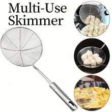 [Cuchara de acero inoxidable 38*20 cm]Cucharón colador multiusos de cocina colgable - Espumadera de alambre con mango largo de acero inoxidable para freír, cocinar, uso doméstico y en restaurantes JTPT - 1 pieza - Ver 3