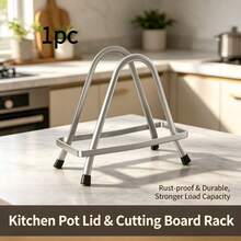 1pc/2pcs 2 Styles Available, Adjustable Thickness Cutting Board Rack, Vertical Countertop Cutting Board & Pot Lid Holder, Kitchen Storage Rack, Cutting Board Drain Rack, Daily Home Essential, Kitchen Helper - Silver - View 12