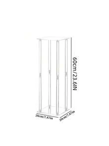 1pc Square Acrylic Flower Stand, Clear Column Vase Stand - Geometric Centerpiece For Wedding, Tabletop Flower Stand, Home Gathering, Wedding Party Decor, Wedding Stage Decoration For Silk Flower Art, Home Decor Flower Stand - Transparent - View 17