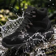 Vintage Style Men's High-Top Casual Boots Lace-Up Thick Sole Design Multi-Color Options Daily Commute Shoes - Black - View 1