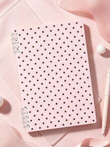 1pc Gentle INS Style Pink Background Brown Polka Dot Pattern Double Spiral Loose Leaf Notebook, Paper Inner Pages With Transparent Spiral Binding, Smooth Writing And Flipping, Suitable For Students Classroom Note-Taking, Daily Journaling, Diary, Memo Writing, Minimalist Artistic Desktop Stationery, Perfect Gift For New Year, Valentine's Day, Mother's Day, Father's Day, Graduation Season - Multicolor - View 4