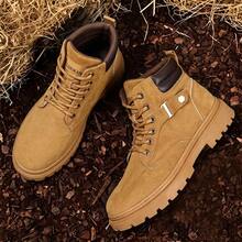 Vintage Distressed Suede Men's High-Top Ankle Boots Thick Sole Durable Lace-Up Street Style Versatile Men's Boots - Khaki - View 9