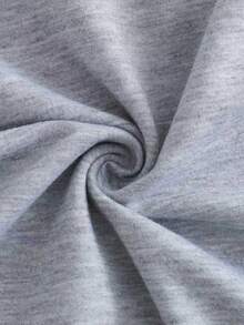 Girls And Teens Gray Crew Neck Sweatshirt With Creative Letter Combination Graphic Paired With Gray Wide Leg Pants, Fashionable And Versatile, Minimalist Yet Stylish Design Makes It An Ideal Choice For Casual Daily Wear, Especially Suitable For Autumn And Winter - Grey - View 9