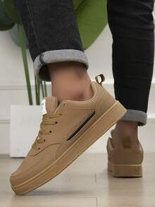 Men's All-Season Casual Lace-Up Low-Top Round Toe Sneakers For Daily Outings And Shopping - Brown - View 4