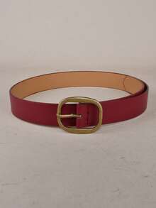 1pc Versatile Minimalist Fashion PU Leather Women's Belt - Burgundy - View 3