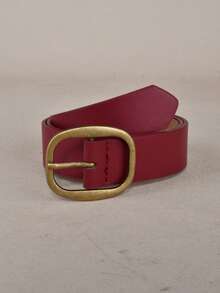 1pc Versatile Minimalist Fashion PU Leather Women's Belt - Burgundy - View 1