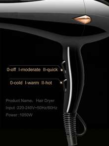 1 buah Pengering Rambut Profesional Berkecepatan Tinggi dengan Pinggiran Emas Hitam, Dapat Diatur Kecepatannya dengan Sakelar Udara Dingin/Panas, Aliran Udara Bertenaga Tinggi, Dilengkapi dengan Nosel Konsentrator dan Aksesori Sisir Lancip, Cocok untuk Penggunaan di Rumah dan Salon Profesional - Hitam - View 2