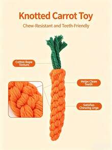 2pcs/Set Screaming Chicken Plush Doll And Braided Carrot Rope Chew Doll, Interactive Teething Doll For Small Dogs And Cats, Durable Puppy Kitten Doll, Relieve Anxiety, Suitable For Indoor Daily Entertainment - Multicolor - View 8