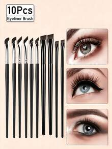 10pcs/5pcs/1pc Professional Eyeliner Brush Set, Makeup Brush Set, Professional Makeup Tools, Makeup Gift, Beginner Makeup Tools, Compact And Portable, Travel Essential, Holiday Gift, Gift For Mother, Gift For Girlfriend, Halloween Gift, Christmas Gift - Eyeliner Brush Set - View 2