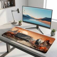 Traditional Chinese Landscape Painting Pattern Extra Long Gaming Mouse Pad & Desk Mat Set, Non-Slip Durable Rubber Base, Smooth Surface, Suitable For Computer Laptop Office Home, Abstract Art Decor, Back To School Supplies - A - View 6