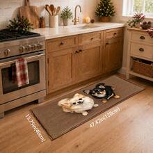1pc Chihuahua Puppy Pattern Printed Faux Cashmere Kitchen Mat, Absorbent Kitchen Rug, Long Runner Mat, Sink Front Mat, Suitable For Kitchen, Bathroom, Entryway, Hallway, Laundry Room And Home Decor - Multicolor - View 11