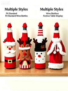 1pc Christmas Wine Bottle Cover, Santa Claus & Snowman Cartoon Design, Holiday Wine Bottle Sleeve, Suitable For Red Wine & Champagne Bottles, Festive Table Restaurant Party Decoration - View 7