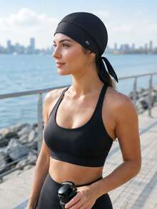 1pc Unisex Skull Cap, Breathable Mesh Sweat-Absorbing Tie-Up Sports Headband, Suitable For Running, Cycling, Fitness And Daily Wear, Cooling Headwrap - A - View 2