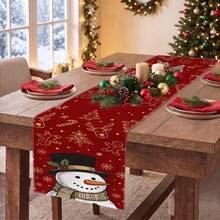 1pc Christmas Snowman Snowflake Gingerbread Man Print Table Runner, Suitable For Holiday, Party, Birthday, Dinner, Restaurant Table Decor, Christmas Home Decoration - Multicolor - View 3