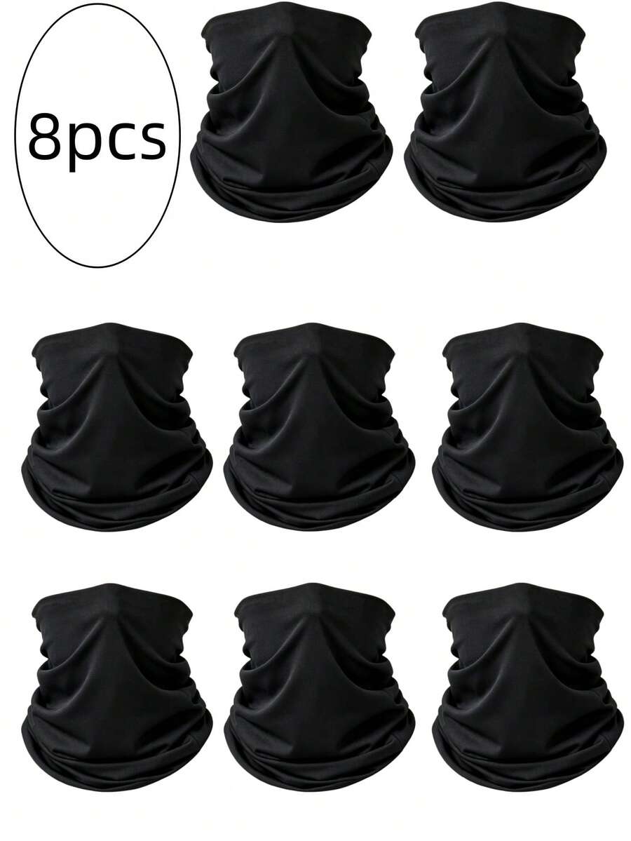 8pcs Men's Neck Gaiter Face Mask Headscarf Suitable For Daily Wear
