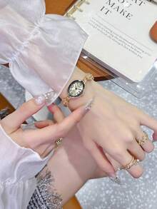 1pc New Casual Fashion Women's Bracelet Watch, Crystal Decorated Dial, Rhinestone Inlaid Strap, Suitable For Students Back To School - one-size - View 11