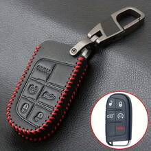 بطانية مفتاح السيارة ل- Grand Cherokee و Chrysler و Fiat 500X و Dodge Durango - حافظة مفتاح السيارة من جلد PU مع 5 أزرار - مقاس واحد - مشاهدة 1