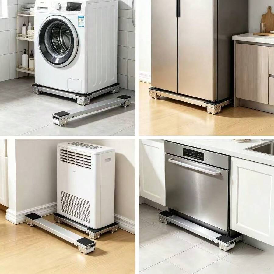 Adjustable Height Base For Refrigerator And Washing Machine, Universal Shock-Absorbing Raising Stand, Anti-Slip Mobile Support Bracket Supports Up To 800 Lbs, Equipped With 24 Silent Casters And Locking Mechanism