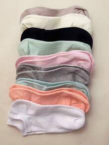 20 Pairs Women's Random Style Invisible Fashion Simple Versatile Cute Short Socks, Suitable For Daily Wear, Boat Socks, Classic Boat Socks, Striped Boat Socks - Multicolor - View 3