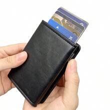 1 قطعة محفظة بطاقات بسيطة وقابلة للحمل مضادة للسرقة بتقنية RFID بنمط ألياف الكربون مضادة لإزالة المغناطيسية مع محفظة ألومنيوم قابلة للانبثاق - متعدد الألوان - مشاهدة 6