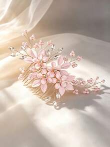 1pc Women's Luxury Pearl Crystal Rhinestone Heavy Work Hair Comb Bridal Updo Hair Accessory - 63325 - View 4