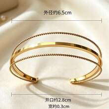 1pc Casual Triple-Loop Gold Women's Bracelet Suitable For Daily Wear - Gold - View 1