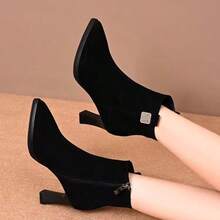 French Chic Pointed Toe Stiletto Heel Slim Ankle Boots 2026 Autumn/Winter New High-End High Heel Ankle Boots For Women - Black - View 8