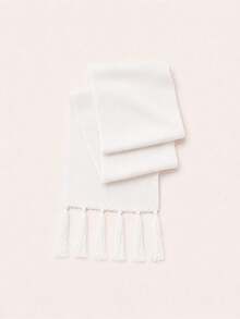 1pc Toddler Knitted Scarf, Soft And Warm With Tassels, Suitable For Boys And Girls Autumn/Winter Solid Color Scarf, Can Be Used As A Gift - Multicolor - View 8